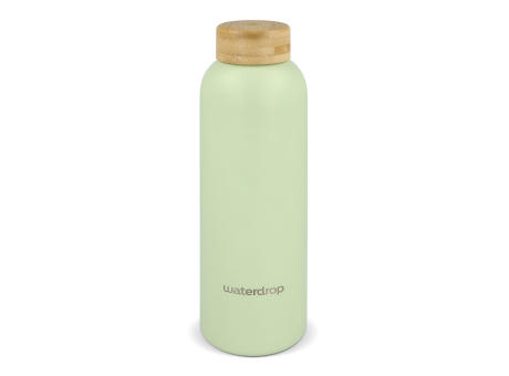 Waterdrop Edelstahlflasche mit Bambusdeckel 600 ml