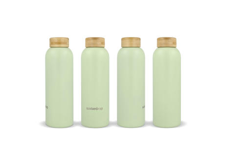 Waterdrop Edelstahlflasche mit Bambusdeckel 600 ml