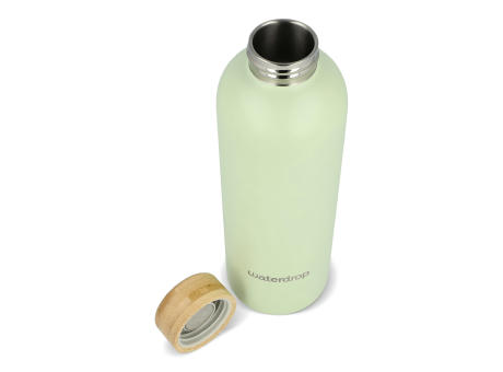 Waterdrop Edelstahlflasche mit Bambusdeckel 600 ml