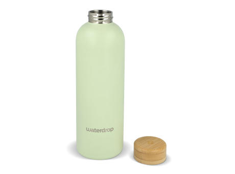 Waterdrop Edelstahlflasche mit Bambusdeckel 600 ml