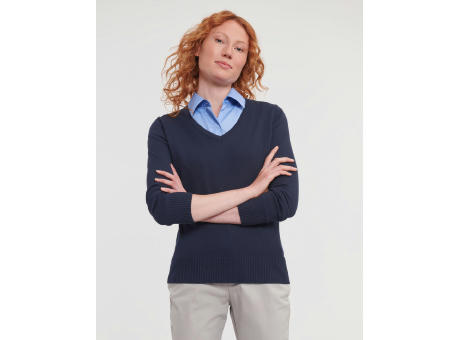 Jersey de punto cuello V mujer