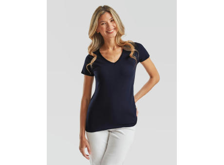 Camiseta cuello V Valueweight corte femenino
