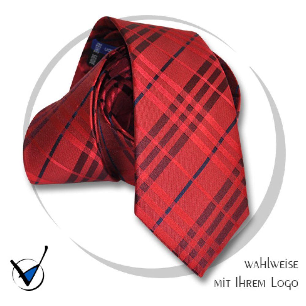 Krawatte Kollektion Dessin 43-1 - Rot mit marinefarbenen Streifen