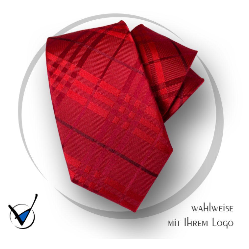 Krawatte Kollektion Dessin 43-1A - Rot mit dunkelroten Streifen