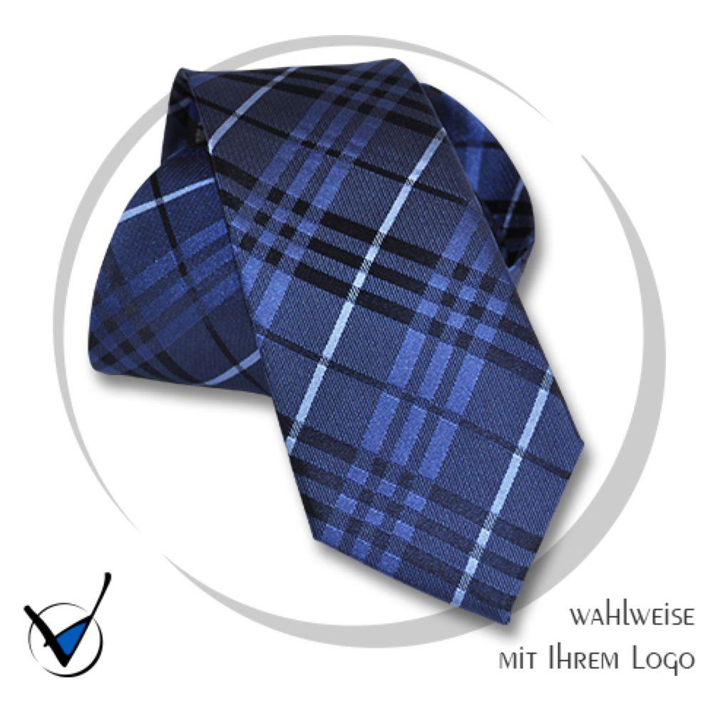 Krawatte Kollektion Dessin 43-2A - Blau mit hellblauen Streifen