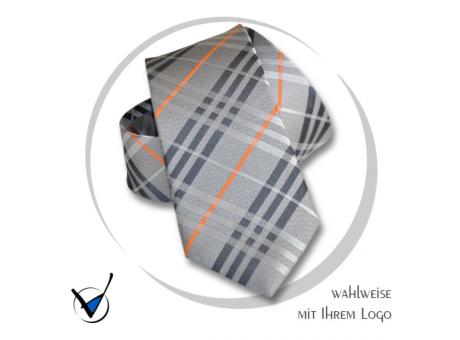 Krawatte Kollektion Dessin 43-3A - Grau mit orangenen Streifen