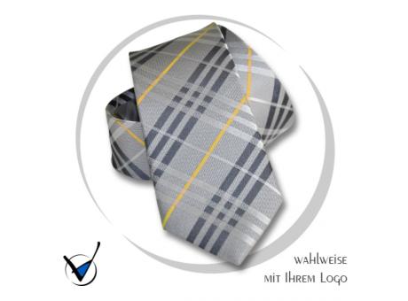 Krawatte Kollektion Dessin 43-3B - Grau mit gelben Streifen