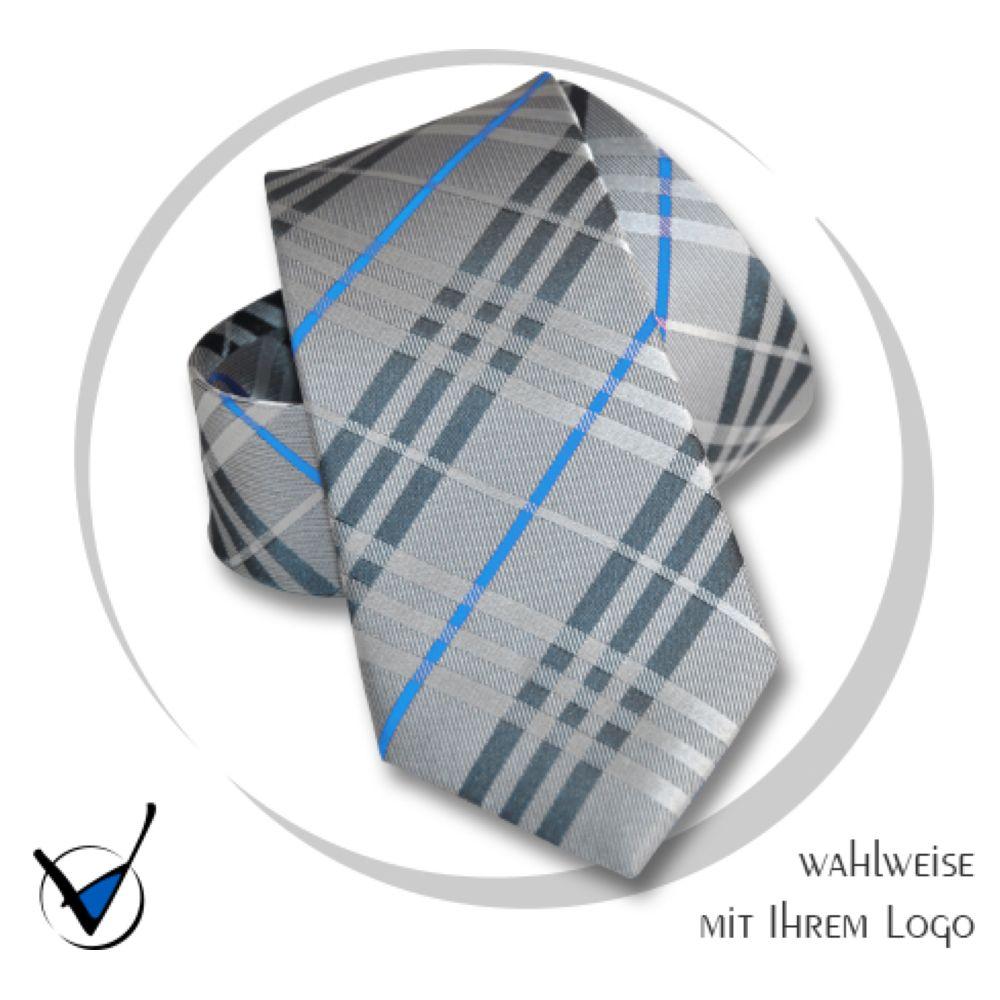 Krawatte Kollektion Dessin 43-3F - Grau mit cyan Streifen