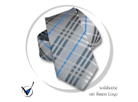 Krawatte Kollektion Dessin 43-3F - Grau mit cyan Streifen
