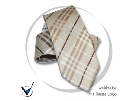 Krawatte Kollektion Dessin 43-4 - Beige mit braunen Streifen