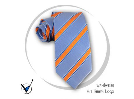 Krawatte Volksbank 2A , Seide gewebt, Farbe 1  Hellblau/Orange