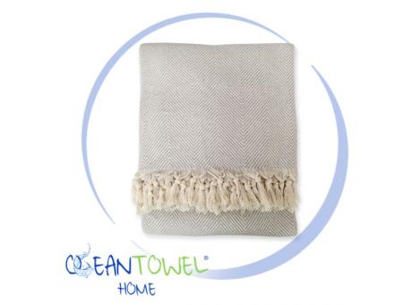 Ocean Towel HOME, Decke FISCHGRÄT grau/beige, ca. 200 x 230 cm