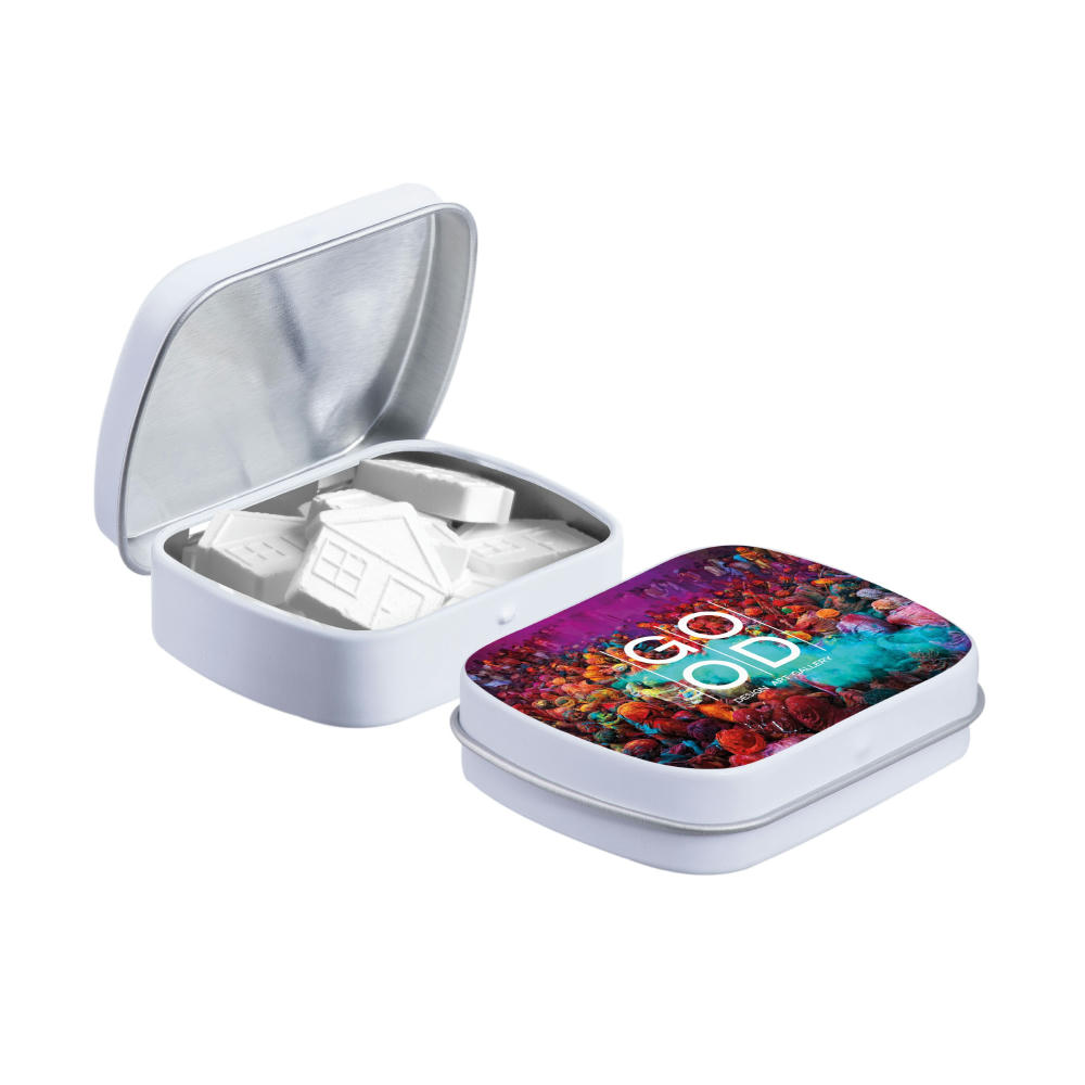 Mini Klappdeckeldose mit Form Pfefferminz
