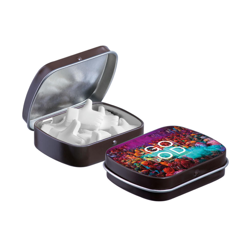 Mini Klappdeckeldose mit Form Pfefferminz