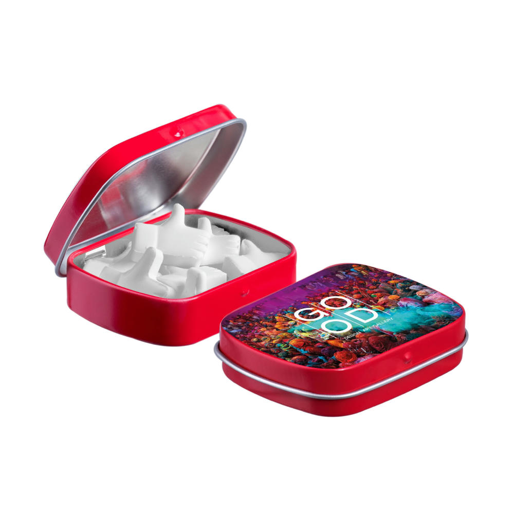 Mini Klappdeckeldose mit Form Pfefferminz