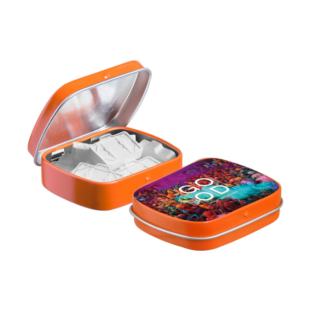 Mini Klappdeckeldose mit Form Pfefferminz