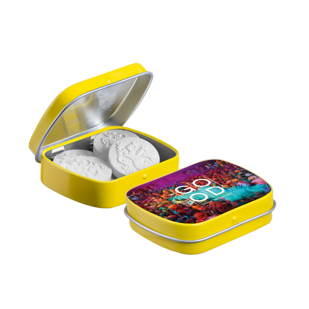 Mini Klappdeckeldose mit Form Pfefferminz