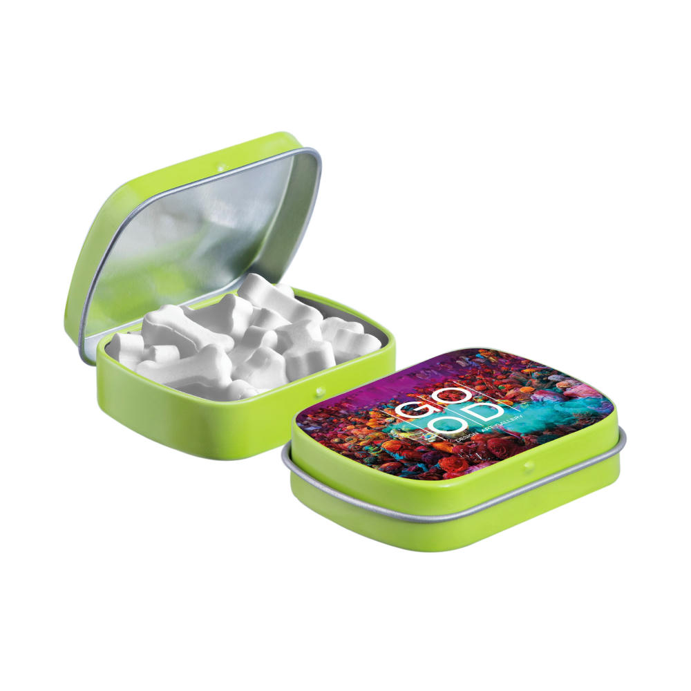 Mini Klappdeckeldose mit Form Pfefferminz