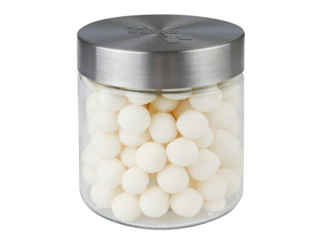 Glas 0,9 L mit Süßigkeiten, mit Prägung