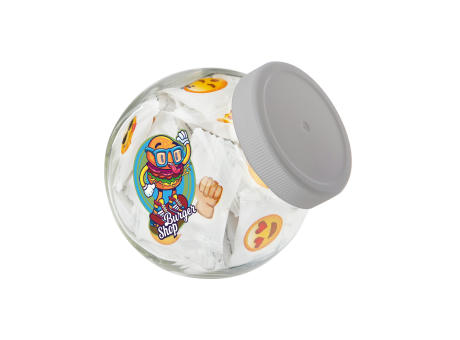 Kleines Glas 0,4 Liter gefüllt mit Süßigkeiten