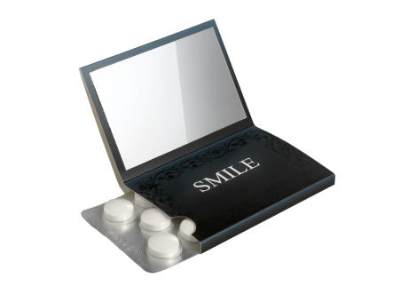 Sleeve with flap, mirror and blister with 10 Compli'mints