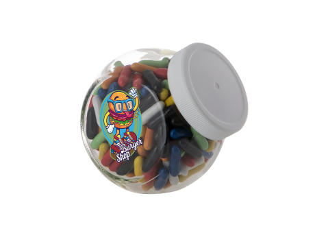 Kleines Glas 0,4 Liter gefüllt mit Süßigkeiten