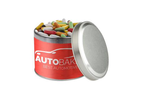 Runde Dose, 0.6 L gefüllt mit Süßigkeiten