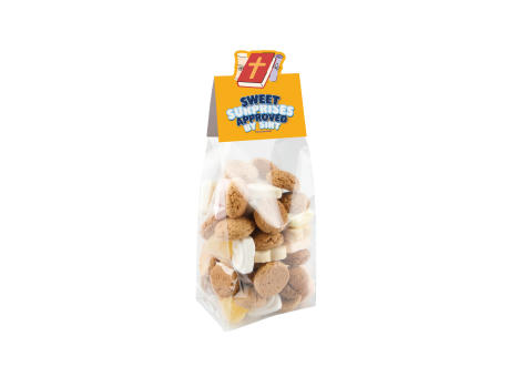 Blockbeutel mit Headerkarte in Ihrer eigenen Form und 150 Gramm Süßigkeiten