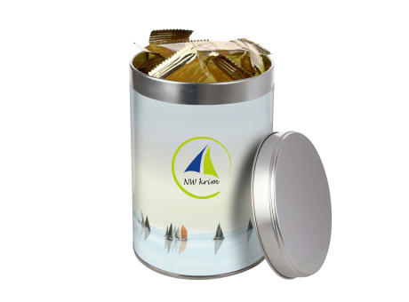 Hohe runde Dose gefüllt mit Keksen