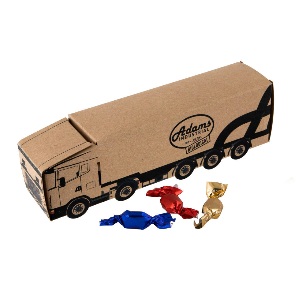 LKW aus Kraftpapier und Metallic Sweets