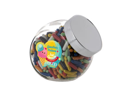 Medium Glas 0,9 Liter gefüllt mit Süßigkeiten