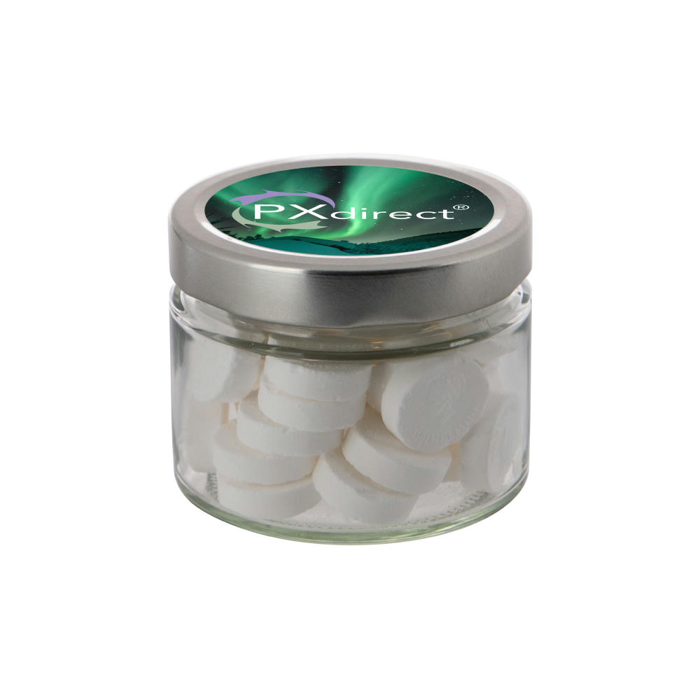 Glas 0,22 Liter gefüllt mit Süßigkeiten