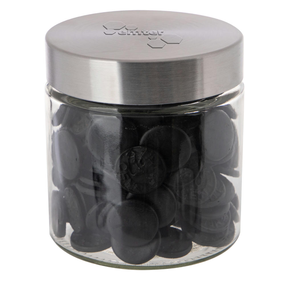 Glas 0,9 L mit Süßigkeiten, mit Prägung