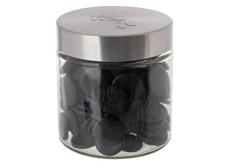 Glas 0,9 L mit Süßigkeiten, mit Prägung