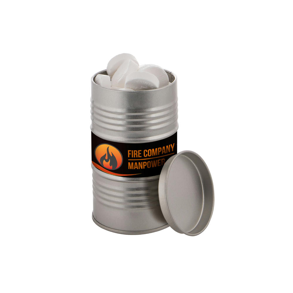 Ölfass, gefüllt mit Süßigkeiten