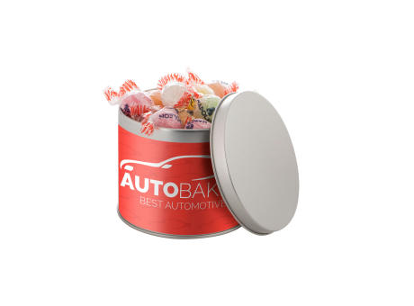 Runde Dose, 0.6 L gefüllt mit Süßigkeiten