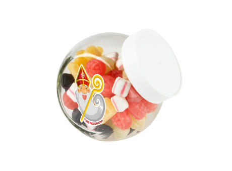 Kleines Glas 0,4 Liter gefüllt mit Süßigkeiten