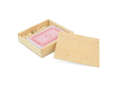 SET DE MADERA BARAJA Y DADOS