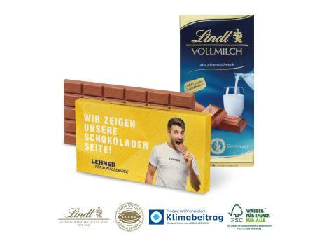 Premium Schokolade von Lindt, 100 g auf Graspapier