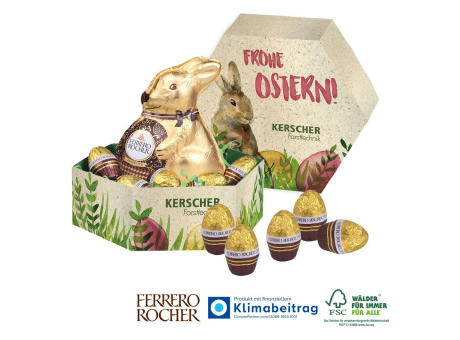 Großes Osternest mit Schokolade von Ferrero Rocher auf Graspapier