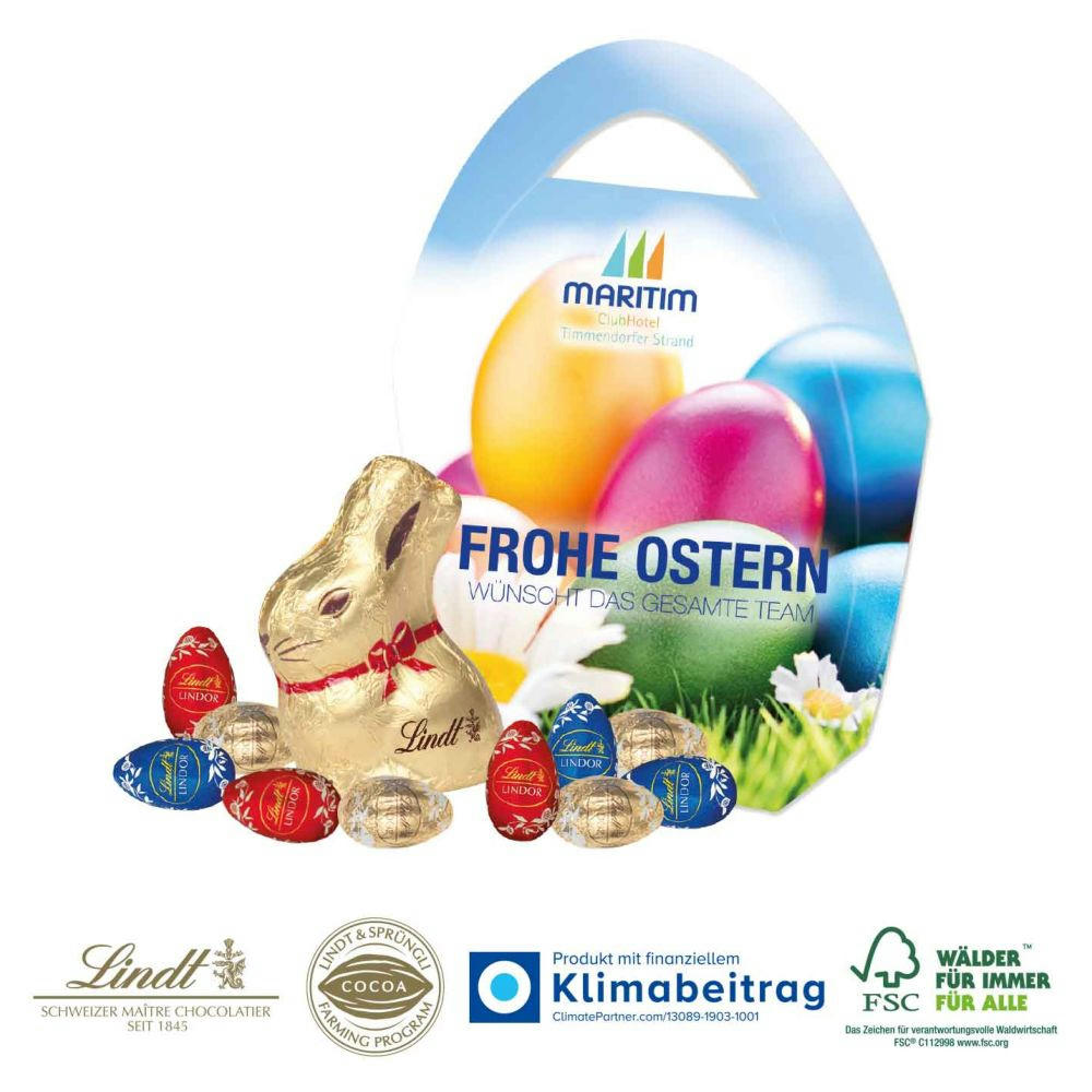 Premium „Osterei“ mit Goldhase und Schoko-Eier von Lindt
