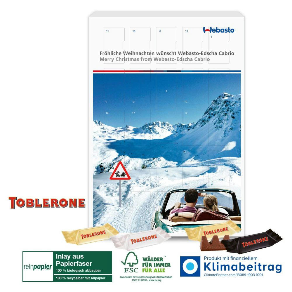 Adventskalender mit TOBLERONE, Inlay aus Papierfaser