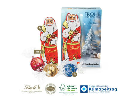 Premium-Präsent mit Lindor Pralinés und Lindt Weihnachtsmann „Medium“