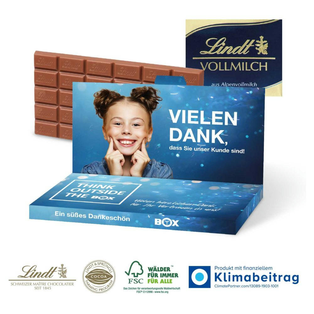 Grußkarte mit Schokoladentafel von Lindt, 100 g, EXPRESS
