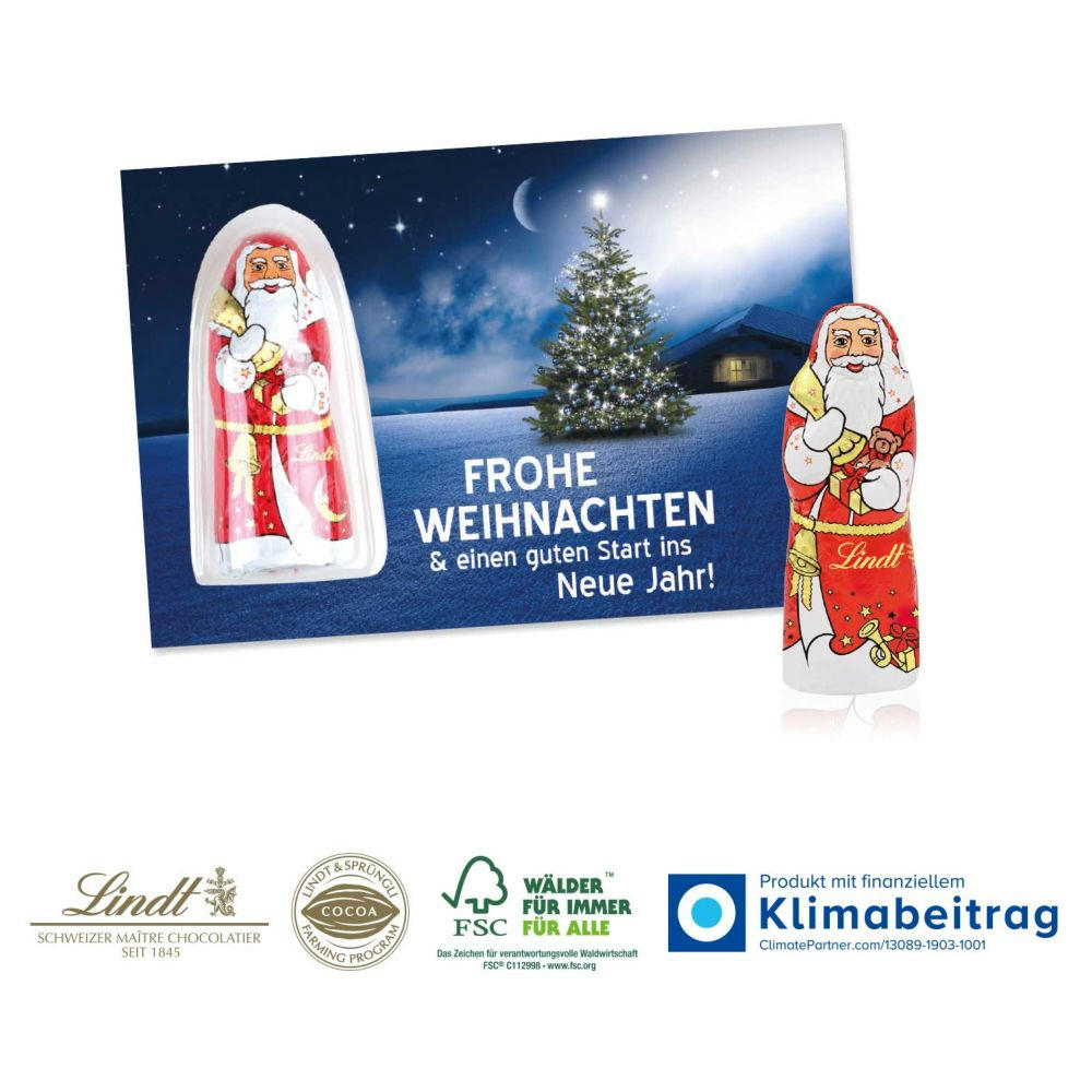 Schokokarte „Business“ mit Lindt Weihnachtsmann