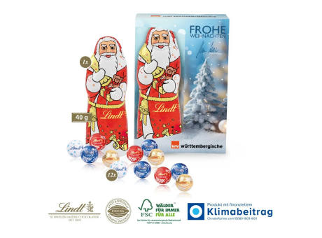 Premium-Präsent mit Lindt Minis und Lindt Weihnachtsmann „Medium“