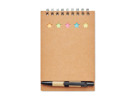 Libreta con bolígrafo y marcad