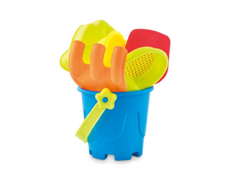 Cubo de playa con 6 juguetes