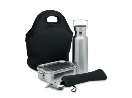 Set almuerzo en acero inox.