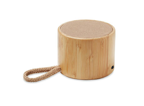 Altavoz inalámb. redondo bambú